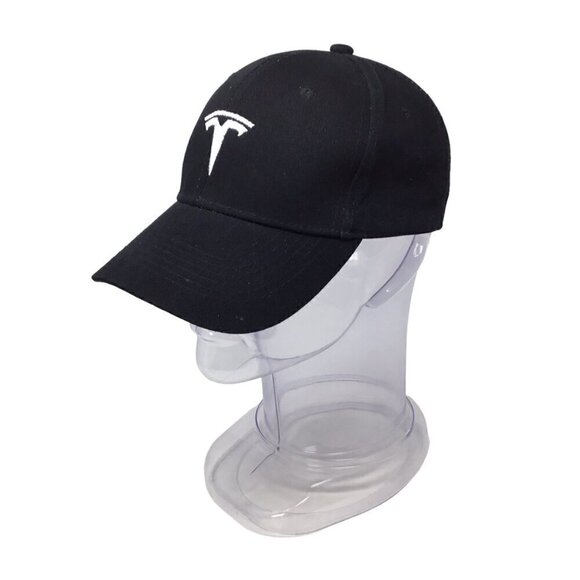 Tesla Men's Hat Baseball Cap Black Embroidered Logo Adjustable Car Electric - Picture 1 of 7